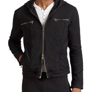 John Varvatos Star USA. Hooded Zip-front jacket